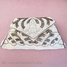 アンティーク　バッグ ビーズ刺繍アートデコ