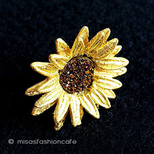 マイケルミショーブローチ 天然石　ひまわりの花