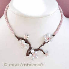 Michaud 桜の木ネックレス 真珠ケシパール・桜サクラ