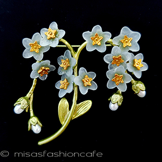 真珠　忘れな草の花 ボタニカルブローチ