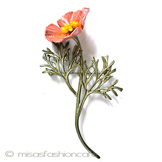 真珠ポピーの花ブローチ