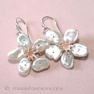 マイケルミショー真珠の桜 イヤリングまたはピアス