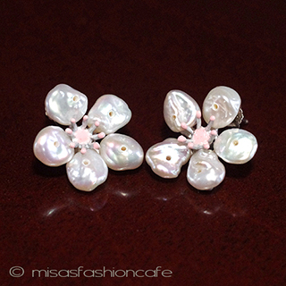 真珠・桜の花ピアス