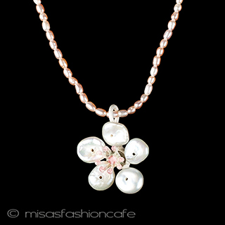 マイケルミショー　真珠 桜の花　ネックレス
