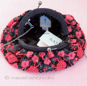 ＳＡＮＴＩサンティ　バッグ コーラルレッド花刺繍