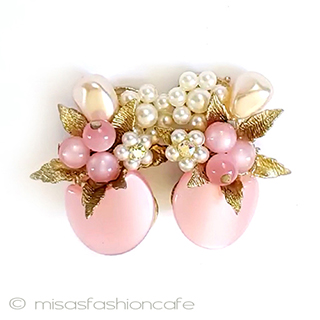 ヴィンテージアクセサリー パールのお花イヤリング