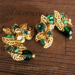 DeMario NY イヤリング フォレストグリーン 花 DeMario NY イヤリング フォレストグリーン 花