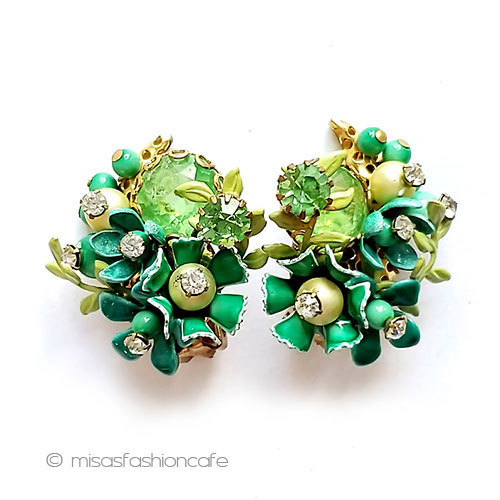 ヴィンテージアクセサリー お花ブーケイヤリング