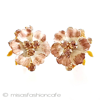 ヴィンテージイヤリング Robertエナメルの花 ヴィンテージイヤリング Robertエナメルの花