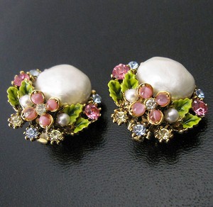 ART刻印イヤリング バロックパール＆お花