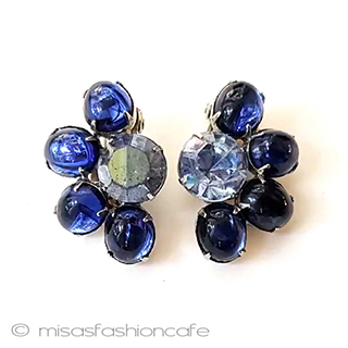 ヴィンテージアクセサリー ブルー イヤリング ヴィンテージアクセサリー ブルー イヤリング