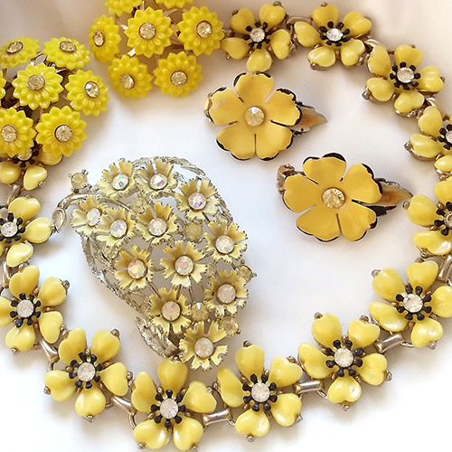 ヴィンテージジュエリー 「黄色の花」4点セット