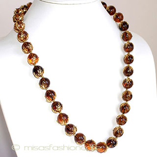 Trifari　 トリファリ 金葉べっ甲ネックレス