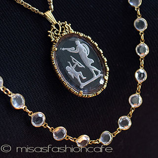 GoldetteNY　ネックレス クリスタル2連カメオ