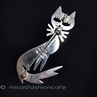 スターリングシルバー 猫ブローチ兼ペンダント