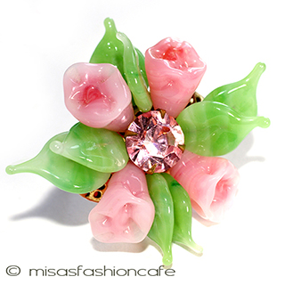 Regency　リージェンシー ガラスの花　ブローチ