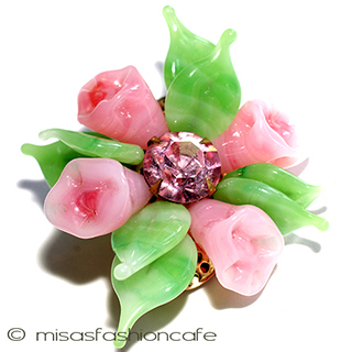Regency　リージェンシー ガラスの花　ブローチ