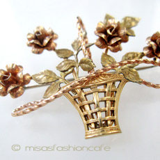 Krementz　ブローチ 14Kgf　バラの花かご