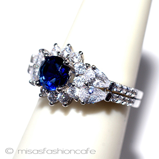サファイア　花　リング スターリングシルバー刻印