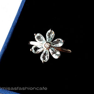 天然石アクアマリンのお花 スターリングシルバー指輪