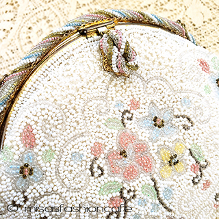 ヴィンテージ　バッグ　 フランス製ビーズ総刺繍