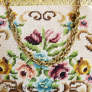 ヴィンテージバッグ（大） プチポアンお花刺繍