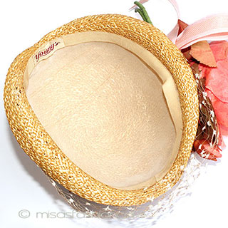 ヴィンテージ　ハット お花立体編み＆チュール