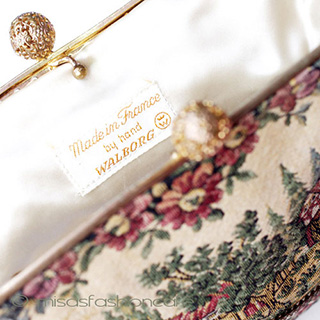 ヴィンテージバッグ　 仏製　花と町並み刺繍