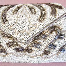 アンティーク　バッグ ビーズ刺繍アートデコ