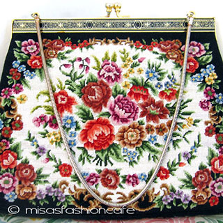 ヴィンテージ バッグ 総刺繍お花 プチポアン